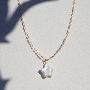 Star Baroque Pearl Necklace Dainty Gold Pendant Minimalist Jewelry Gift
